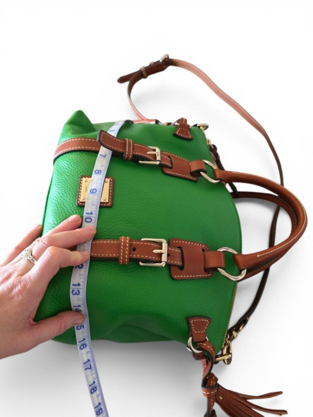 NWT Dooney & Bourke Bristol Satchel Kelly Green Pebble Leather Tassel Purse - Picture 15 of 16